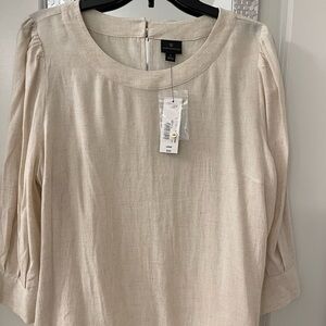 Worthington Tan Scoop Neck 3/4 Sleeve Blouse